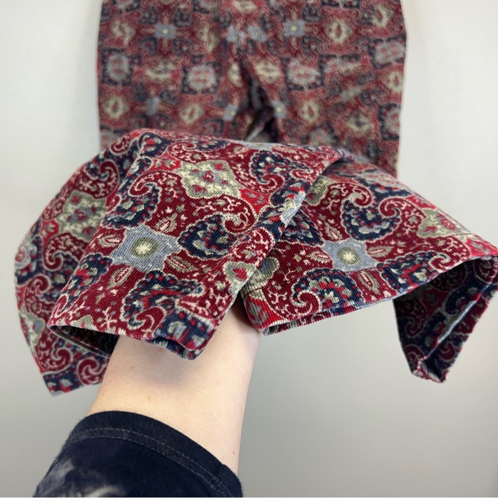 Tommy Hilfiger 11 Vintage Y2K Corduroy Multicolor Patterned Flare Pants Paisley - Picture 15 of 15